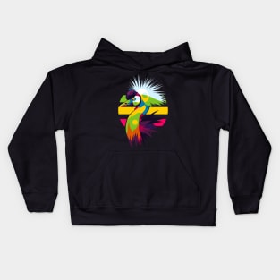 Grey Crowned Crane Bird Kids Hoodie